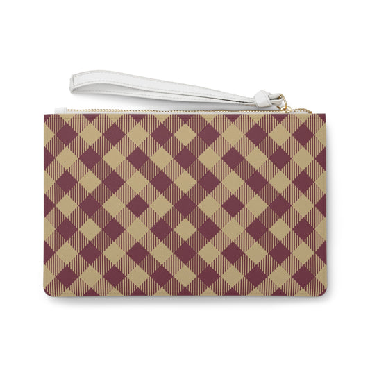 Clutch Bag | Maroon & Gold | Gingham