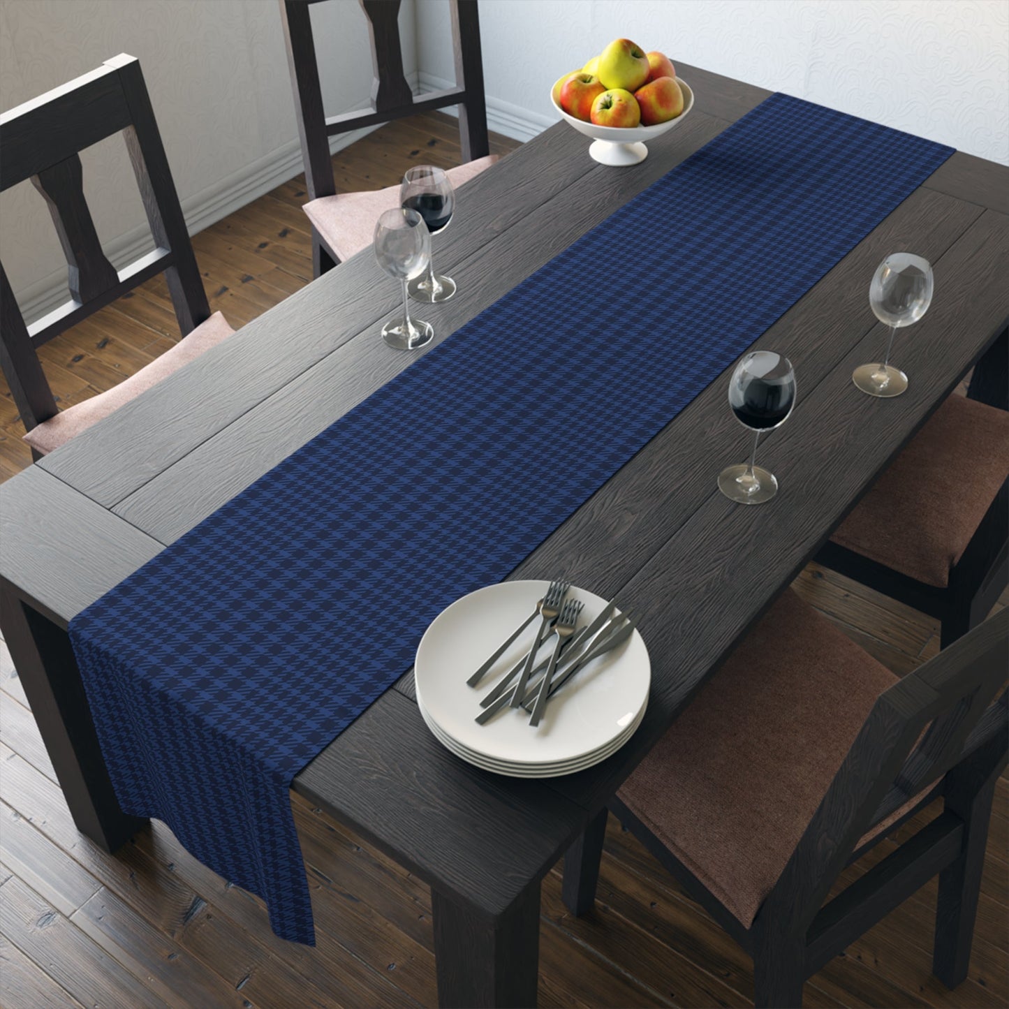 Table Runner | Navy & White | Tweed