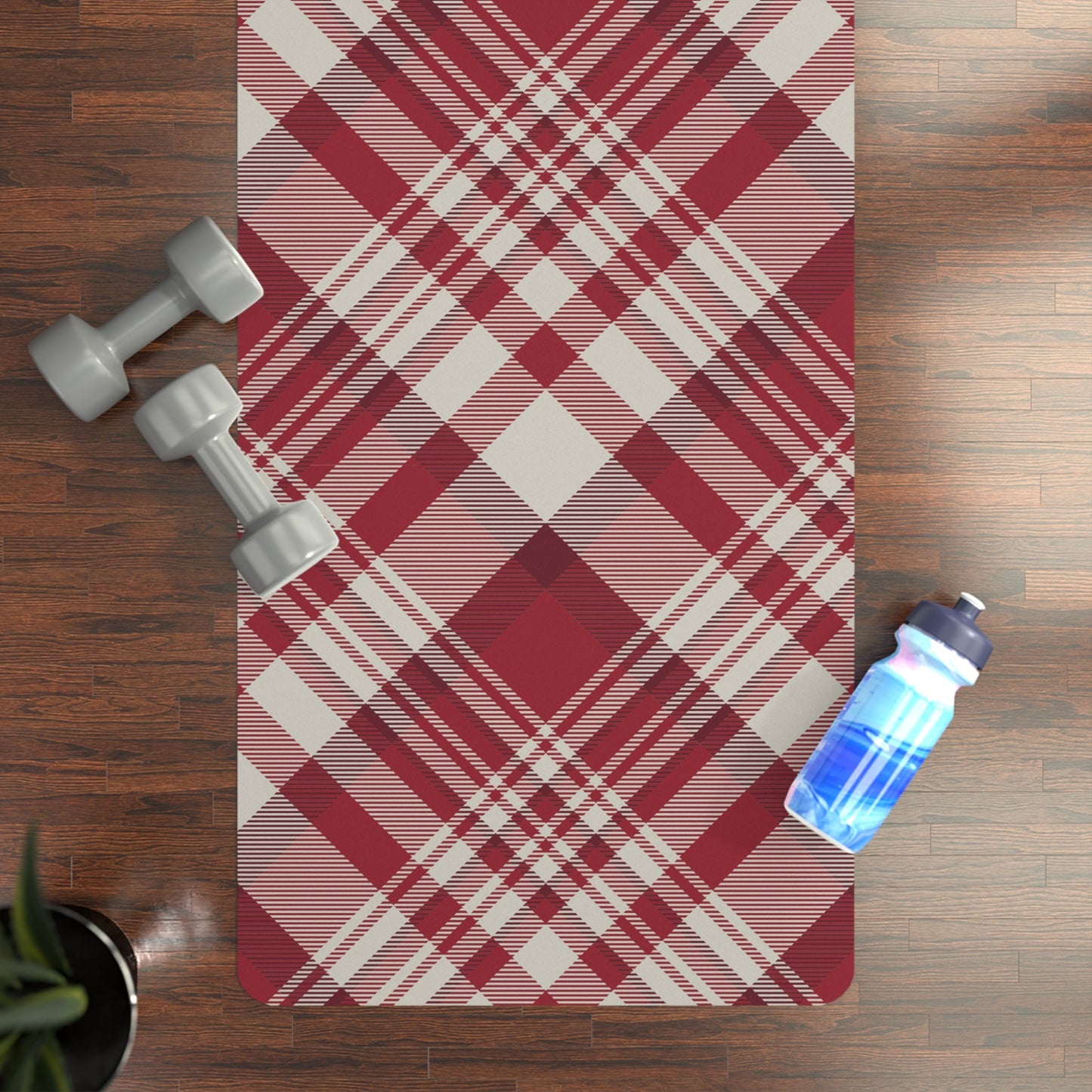 Yoga Mat | Maroon & White | Tartan