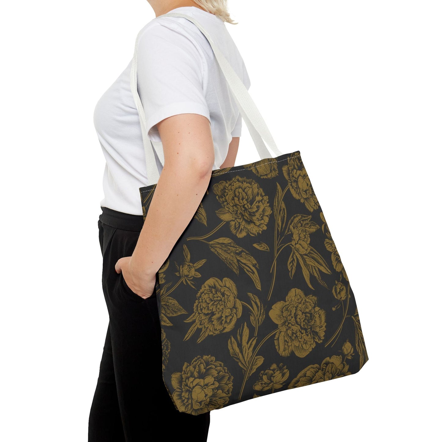 Tote Bag | Black & Gold | Peony