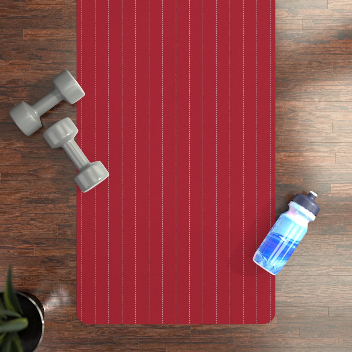 Yoga Mat | Red & Gray | Pinstripe