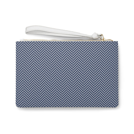 Clutch Bag | Navy & White | Herringbone