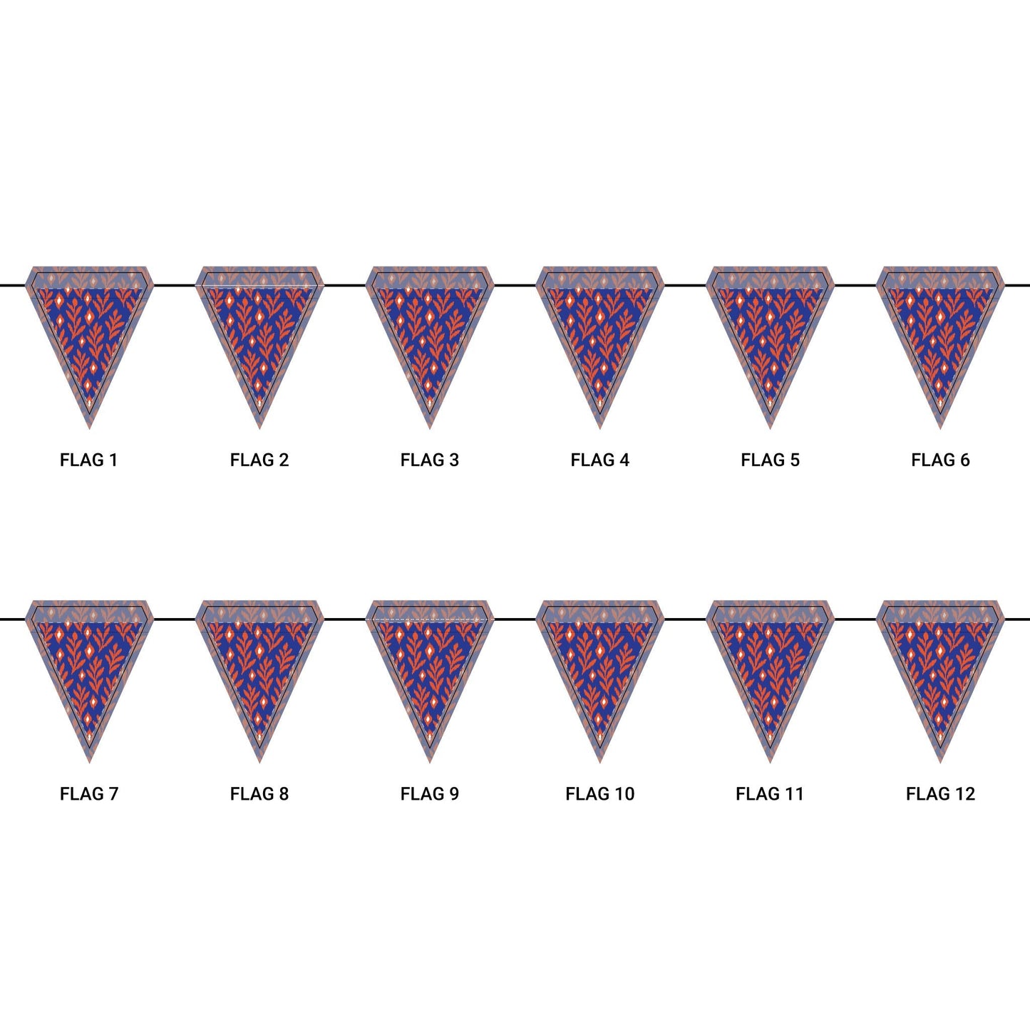 Flag Garland | Bright Blue & Orange | Laurel