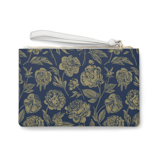 Clutch Bag | Gold & Blue | Peony