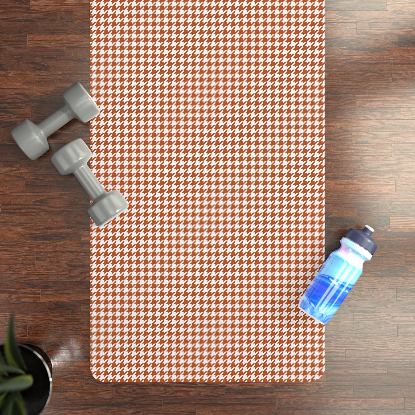 Yoga Mat | Dark Orange & White | Houndstooth