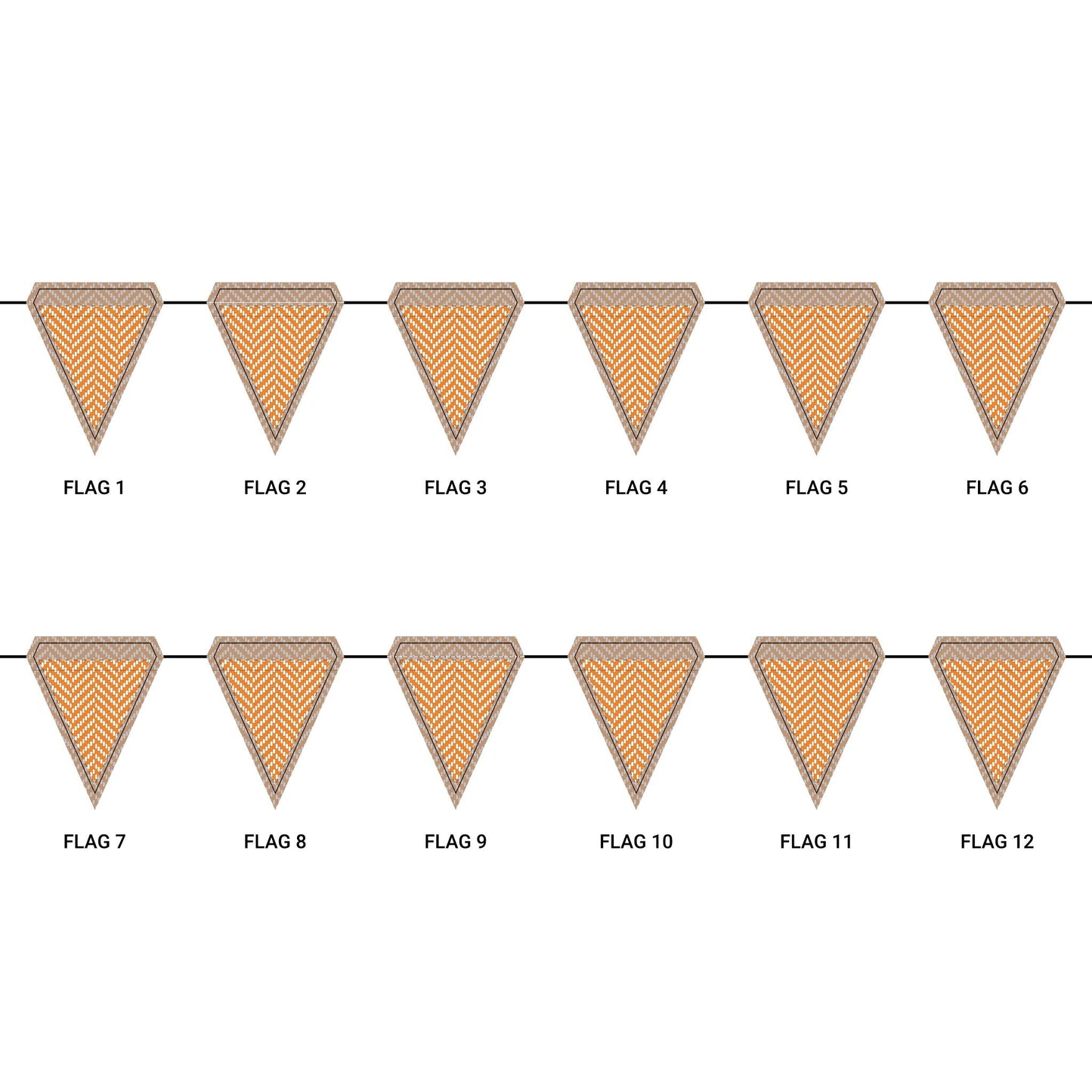 Flag Garland | Orange & White | Herringbone