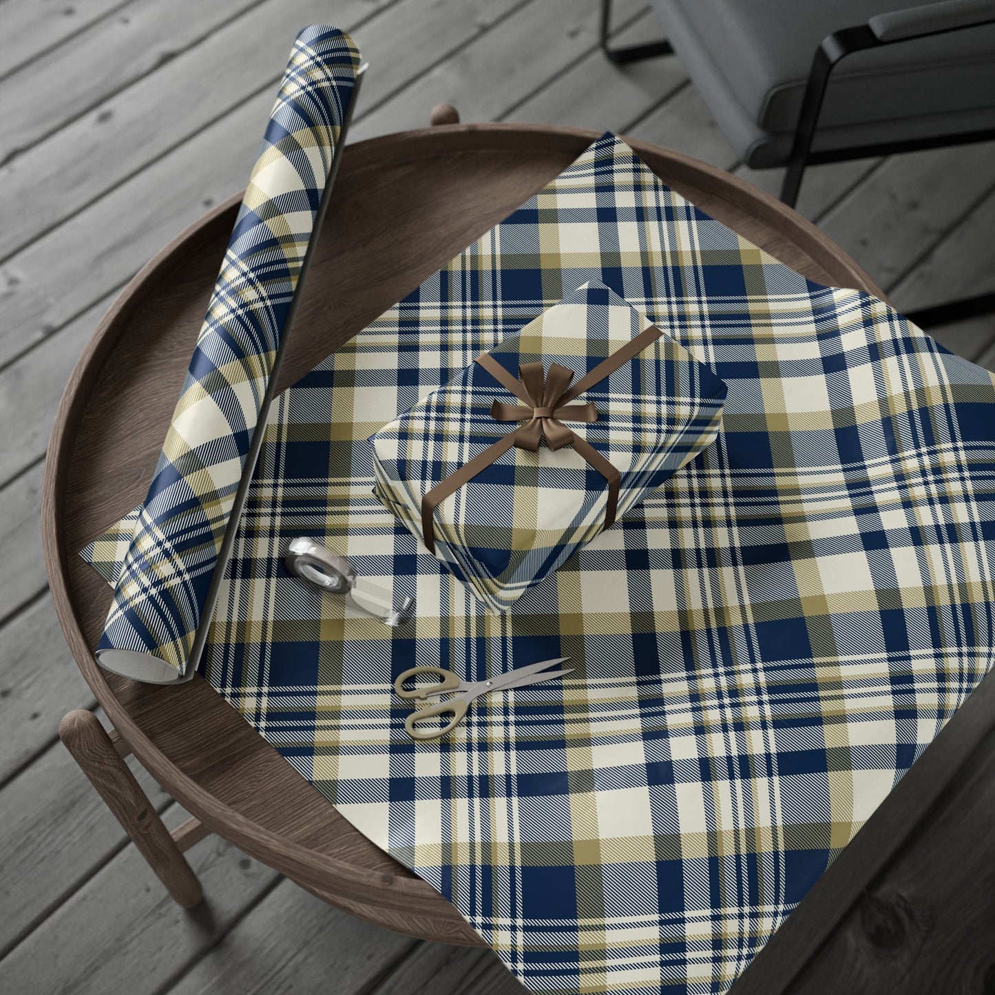 Gift Wrap | Blue & Gold | Tartan