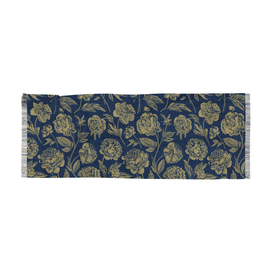 Scarf | Blue & Gold | Peony