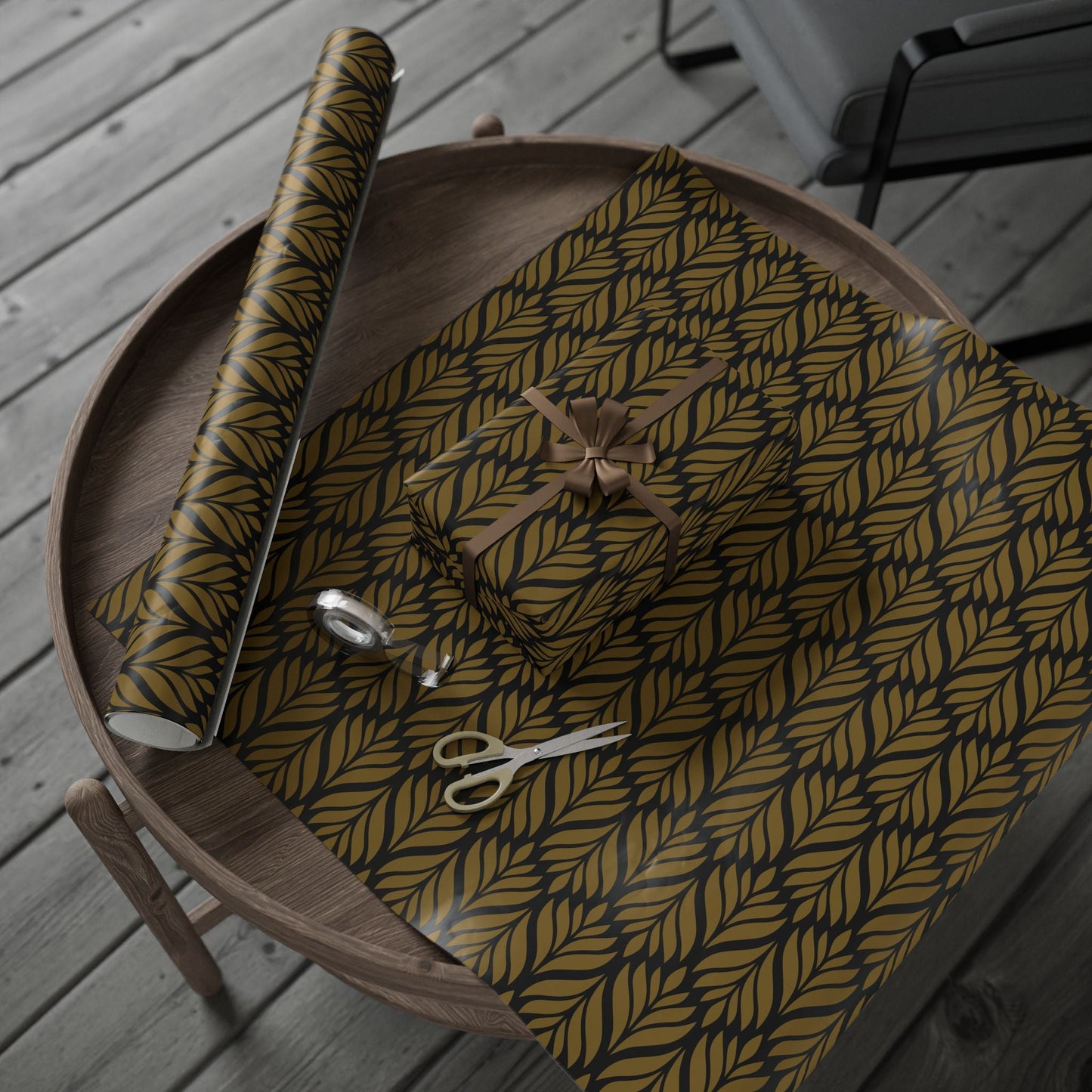 Gift Wrap | Black & Gold | Palm