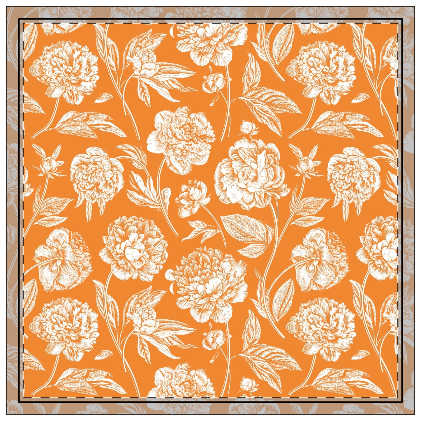 Napkin 4-set | Orange & White | Peony