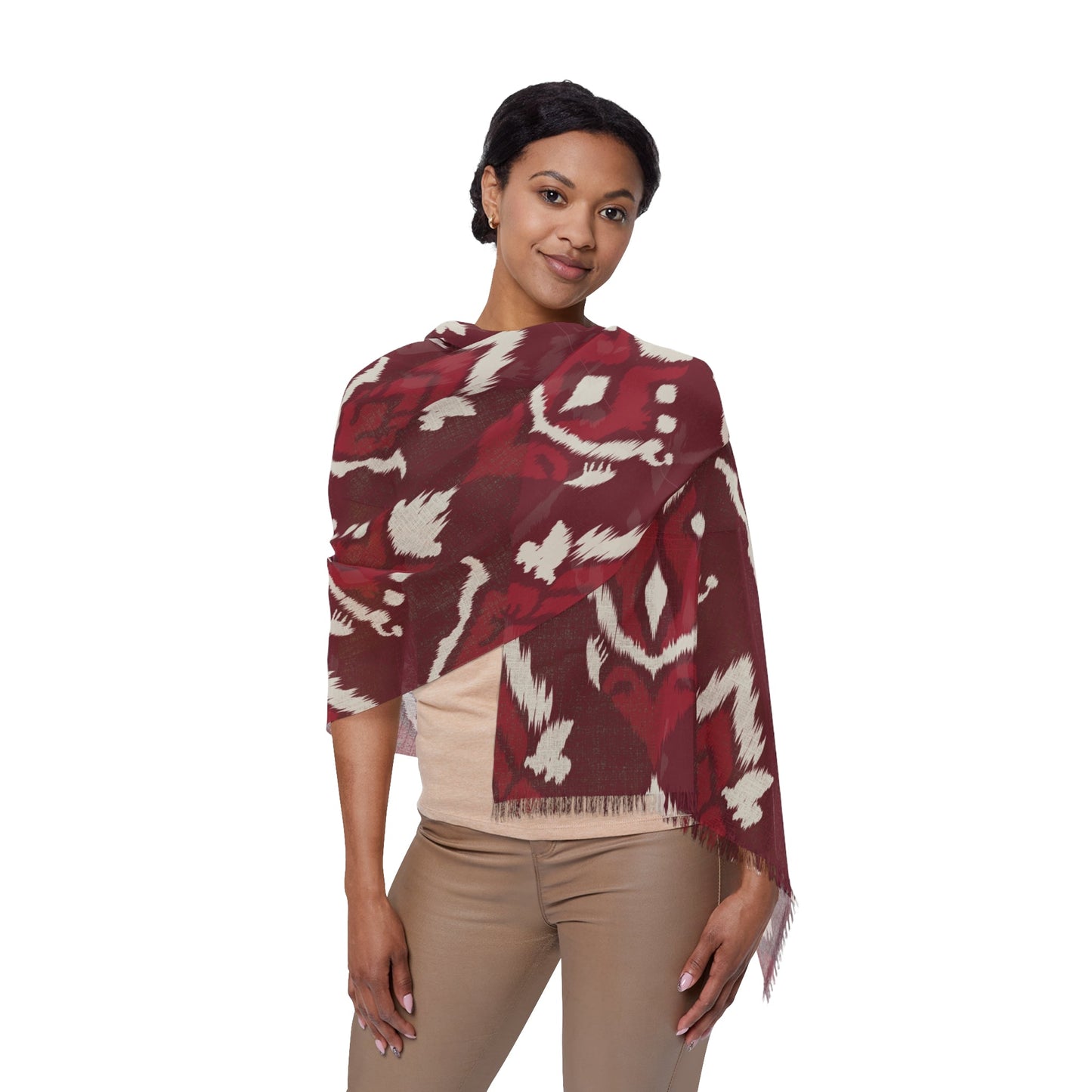 Scarf | Maroon & White | Ikat