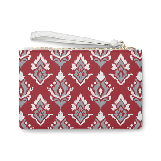 Clutch Bag | Red & Gray | Ikat