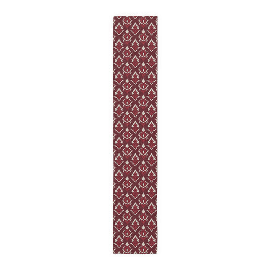 Table Runner | Maroon & White | Ikat