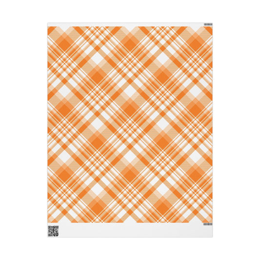 Gift Wrap | Orange & White | Tartan