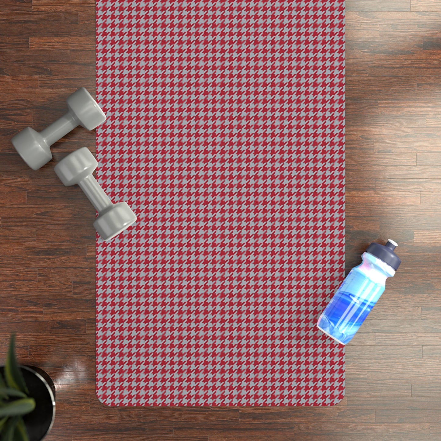 Yoga Mat | Red & Gray | Houndstooth