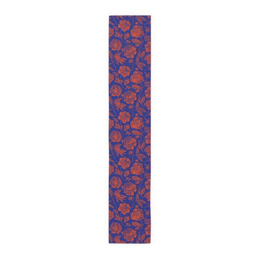 Table Runner | Bright Blue & Orange | Peony