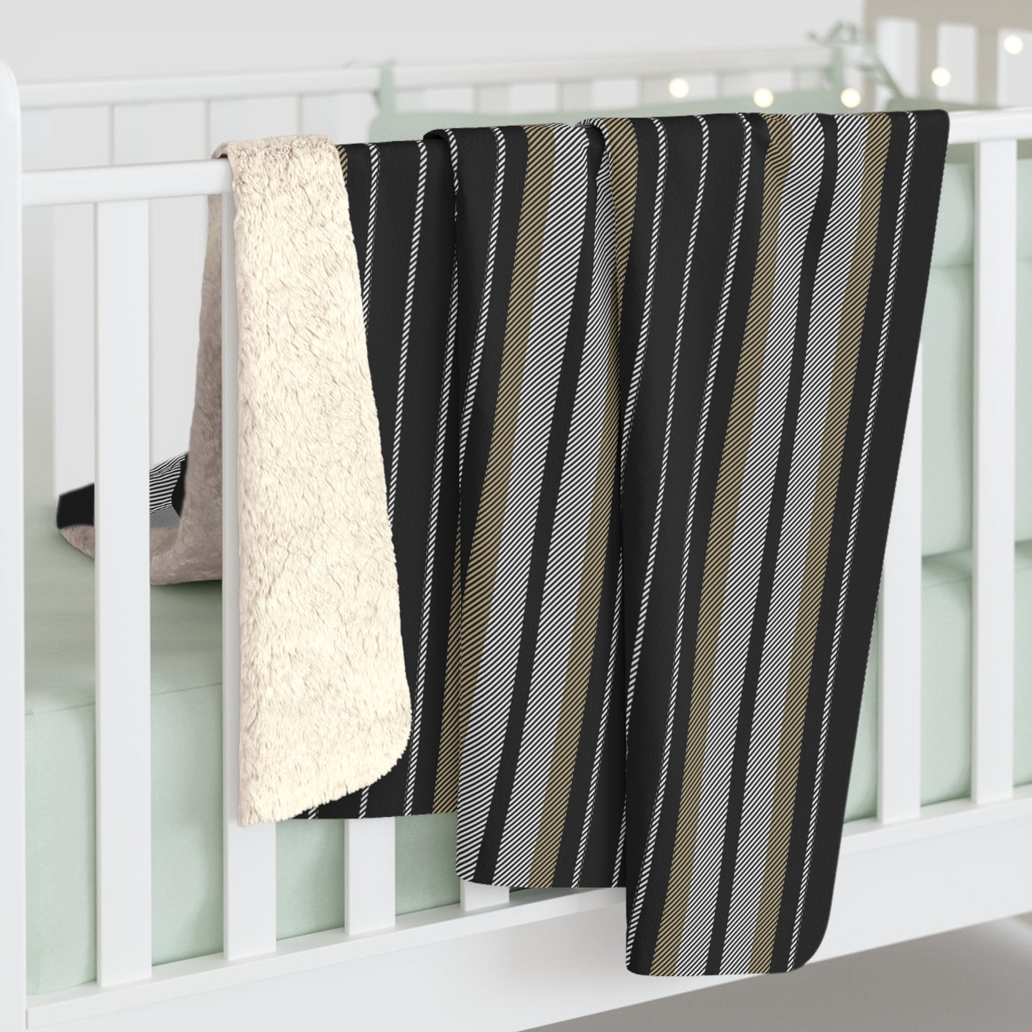 Sherpa Blanket | Black & Gold | Stripe