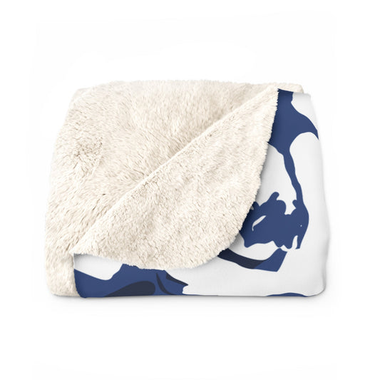 Sherpa Fleece Blanket | Navy & White | Poppy