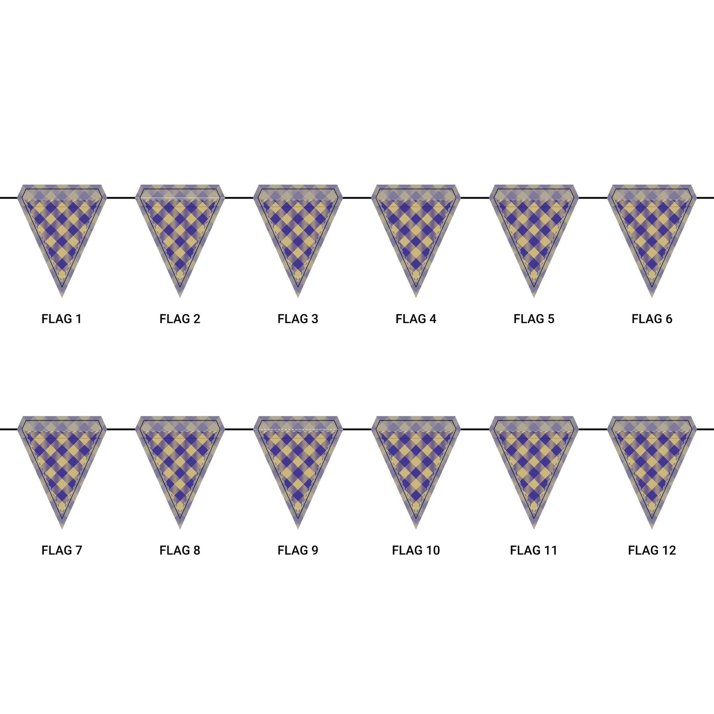 Flag Garland | Purple & Gold | Gingham
