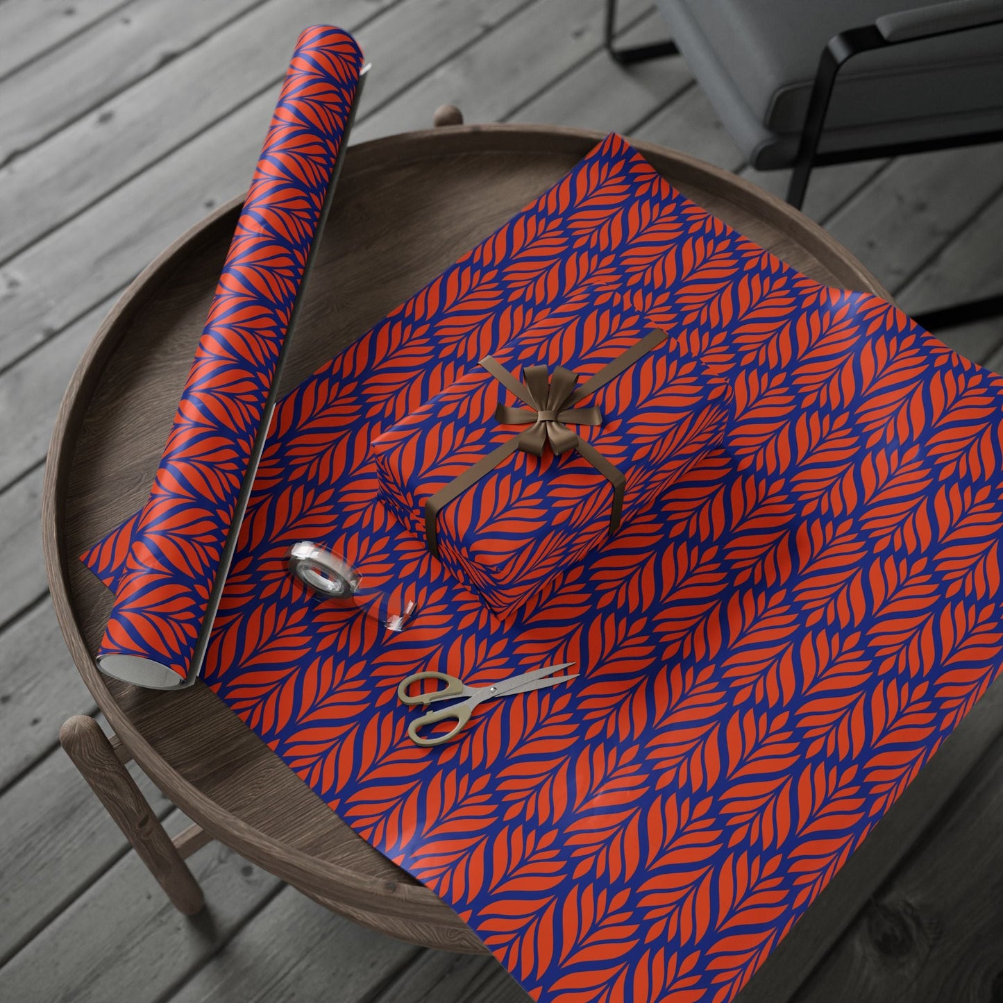 Gift Wrap | Bright Blue & Orange | Palm