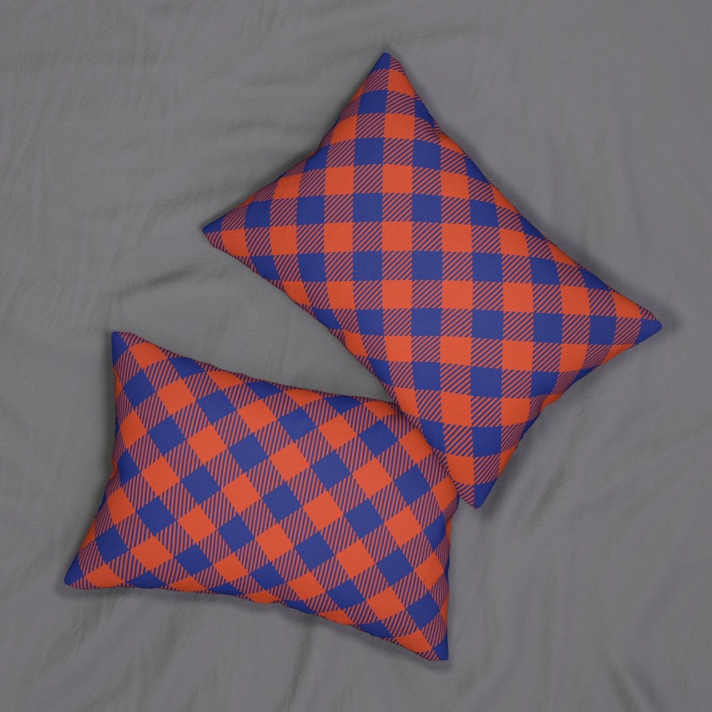 Pillow | Bright Blue & Orange | Gingham
