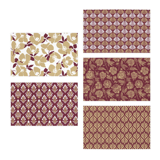 5 Notecards | Maroon & Gold