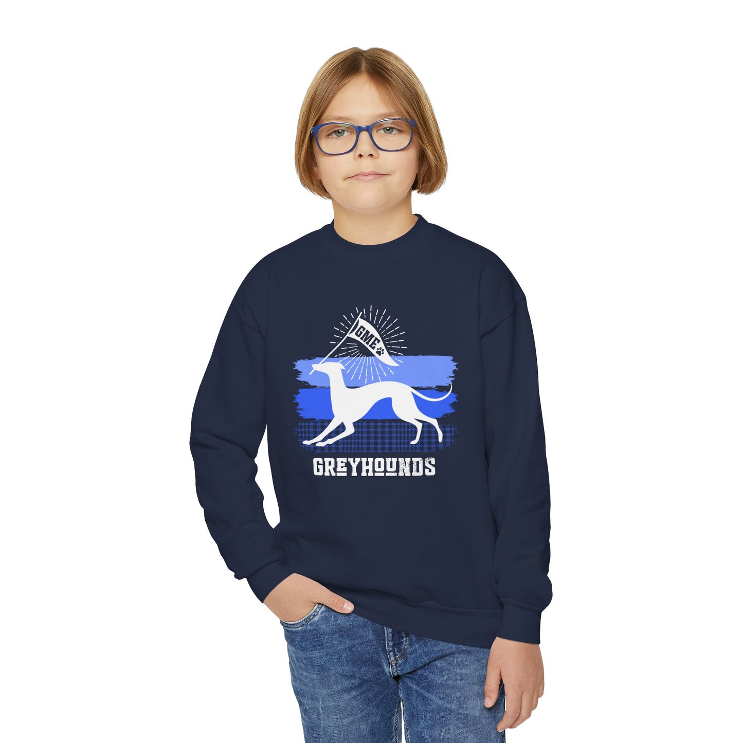 Youth Crewneck Sweatshirt | Greyhounds | Blue Flag