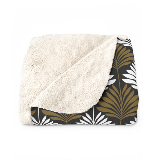 Sherpa Fleece Blanket | Black & Gold | Deco