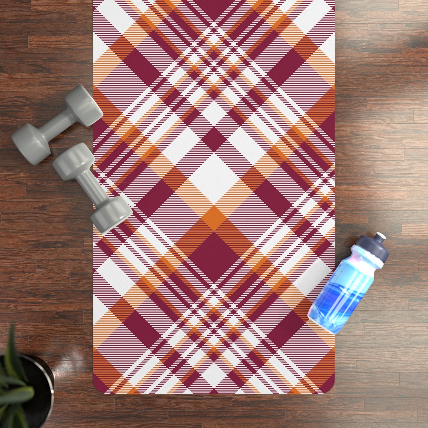 Yoga Mat | Maroon & Orange | Tartan
