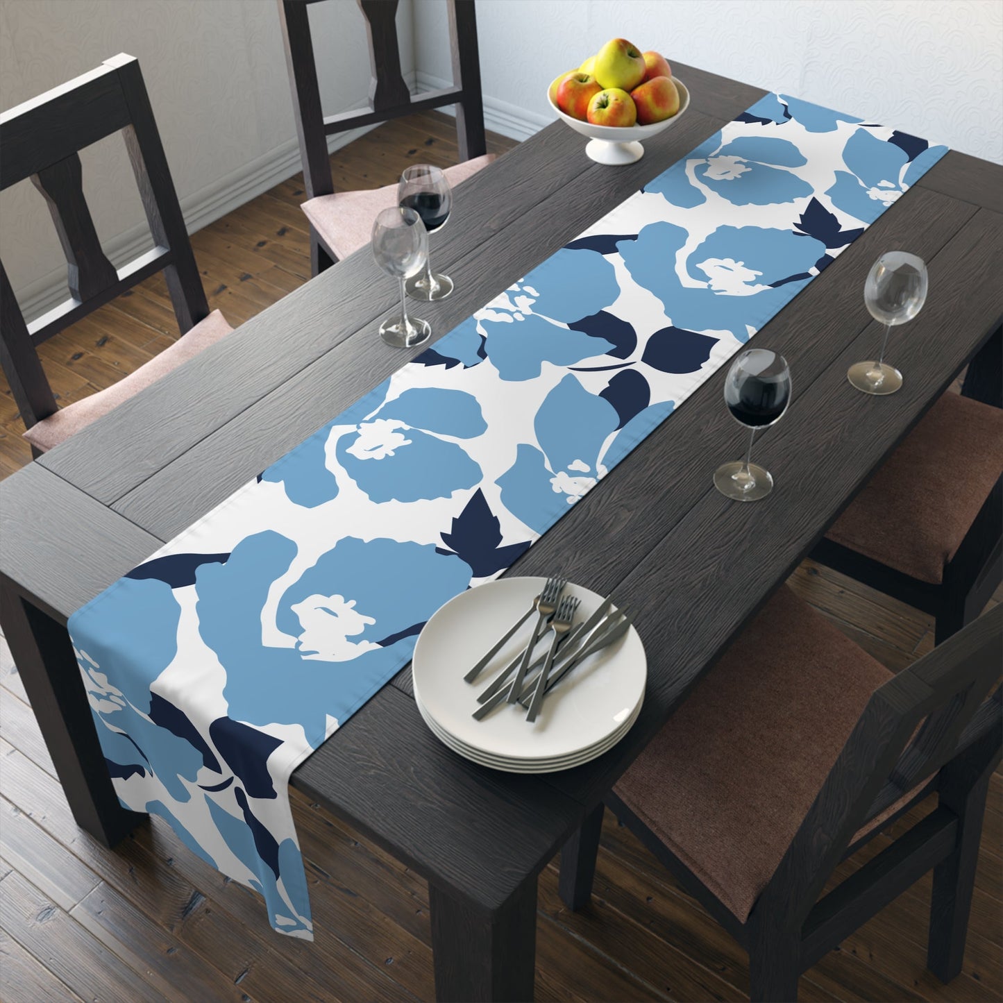 Table Runner | Light Blue & White | Poppy