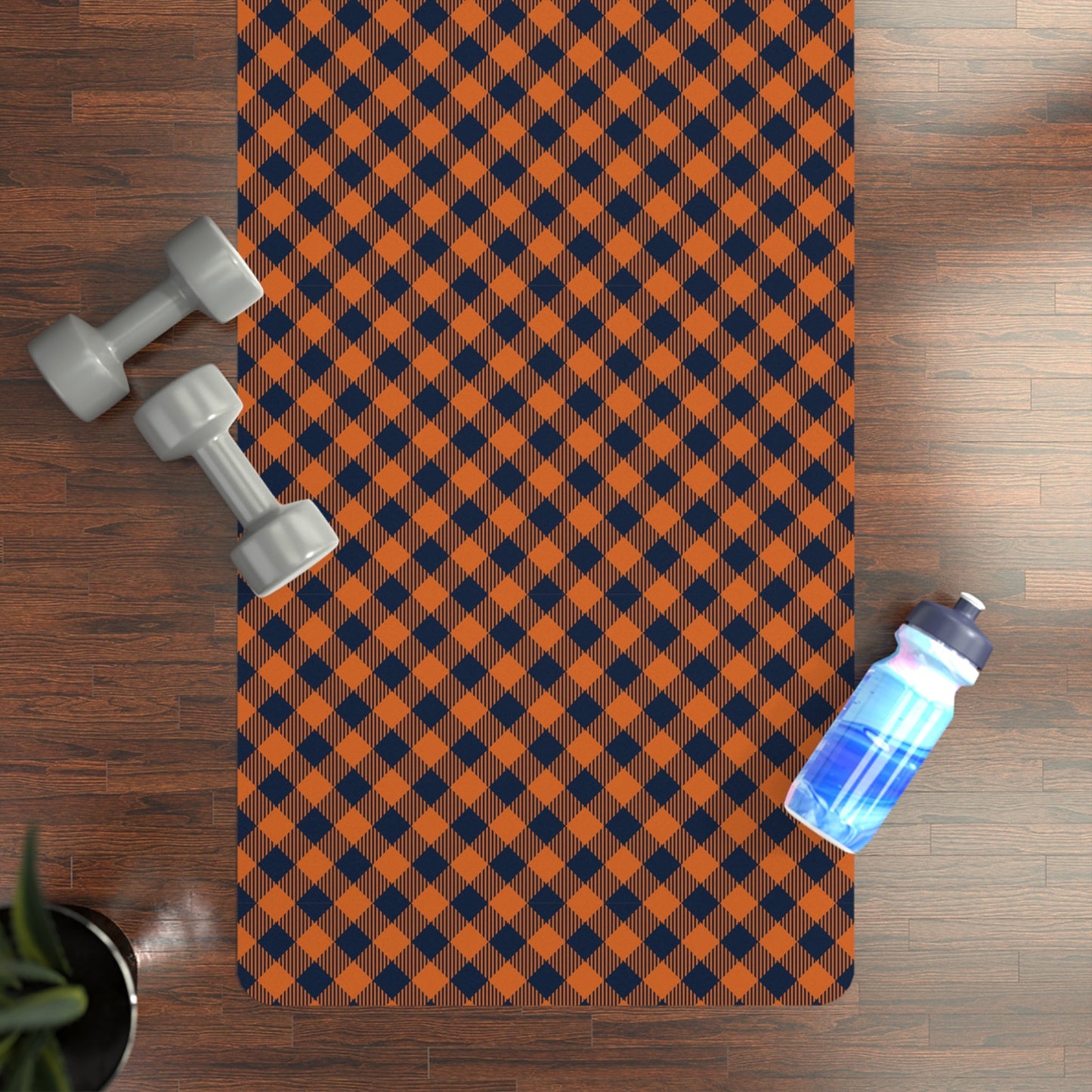 Yoga Mat | Orange & Blue | Gingham