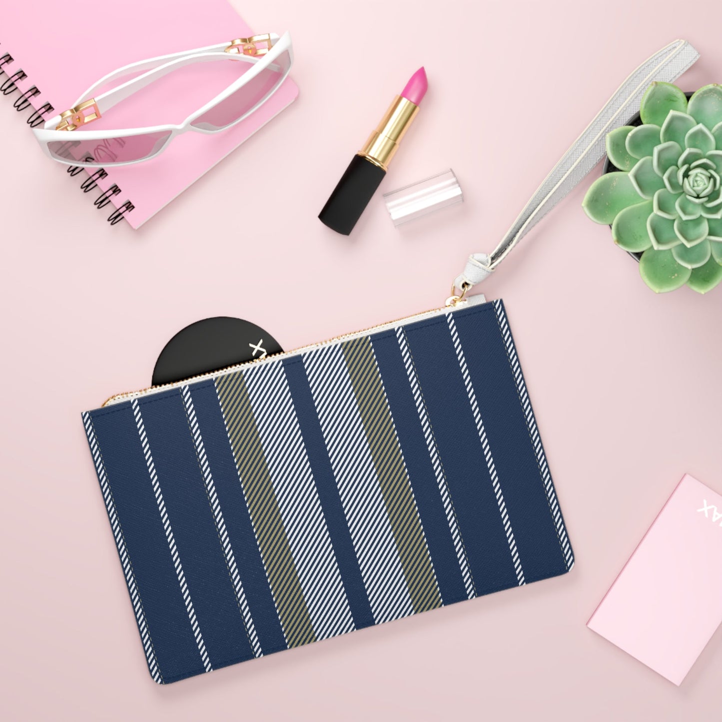 Clutch Bag | Gold & Blue | Stripe