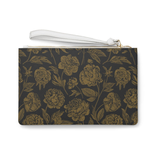 Clutch Bag | Black & Gold | Peony
