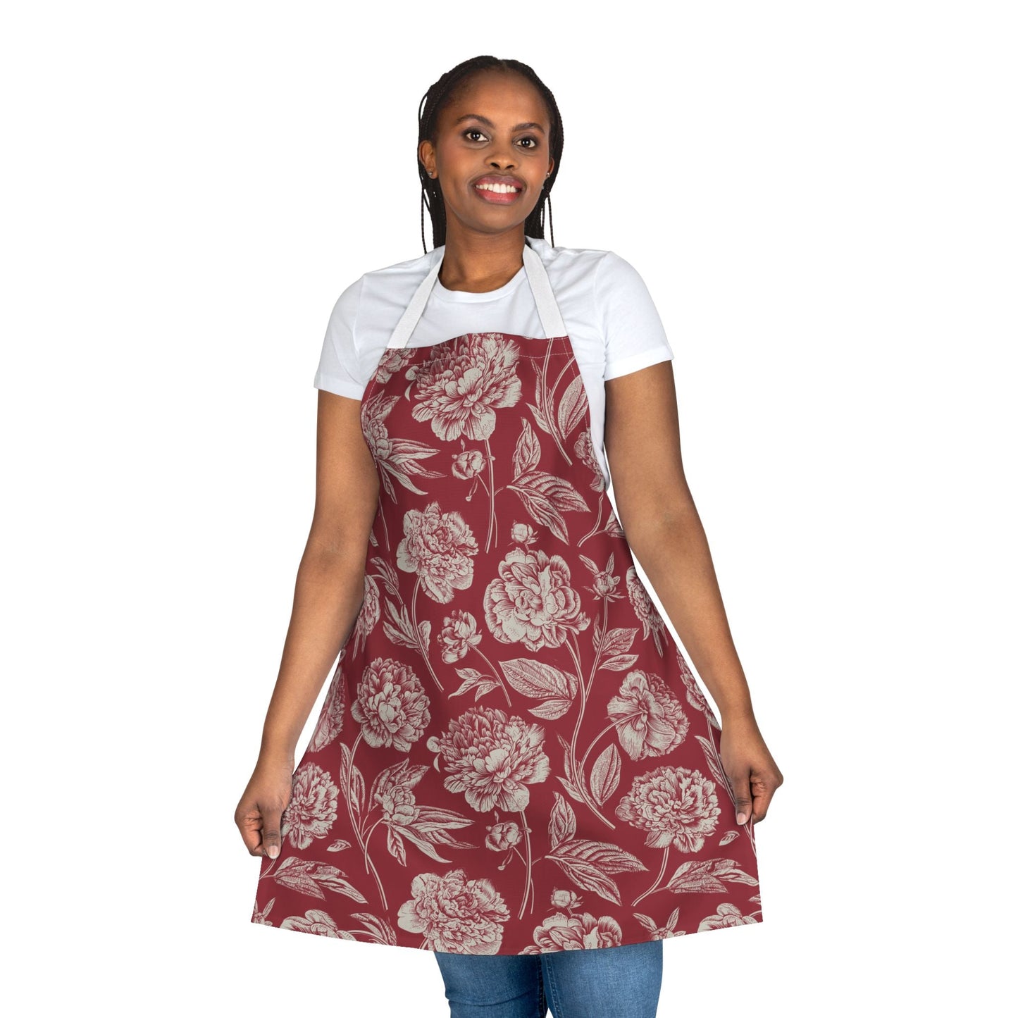 Apron | Maroon & White | Peony