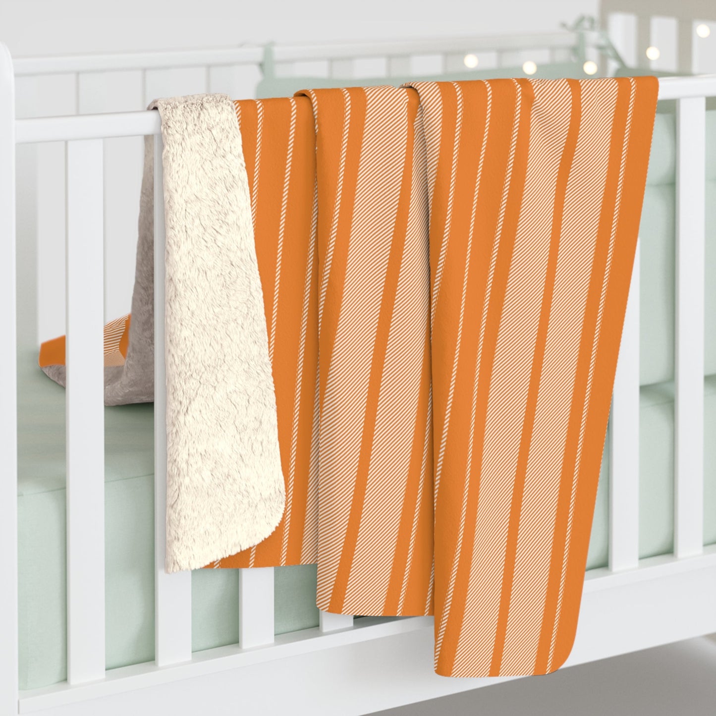 Sherpa Blanket | Orange & White | Stripe
