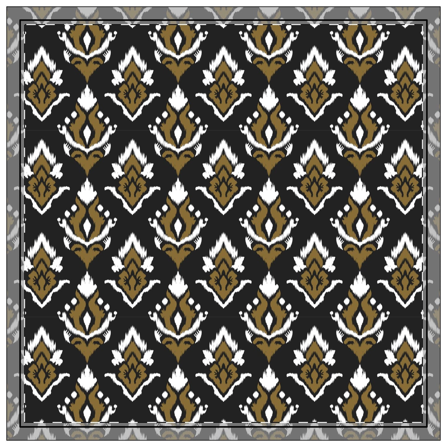 Napkin 4-set | Black & Gold | Ikat