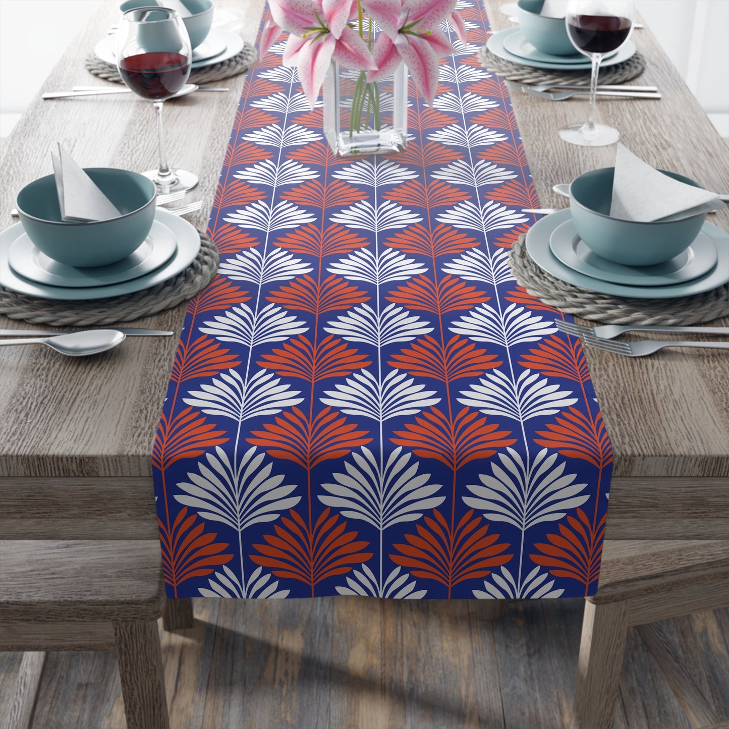 Table Runner | Bright Blue & Orange | Deco