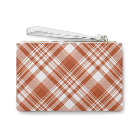 Clutch Bag | Dark Orange & White | Tartan