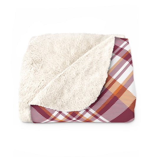 Sherpa Blanket | Maroon & Orange | Tartan