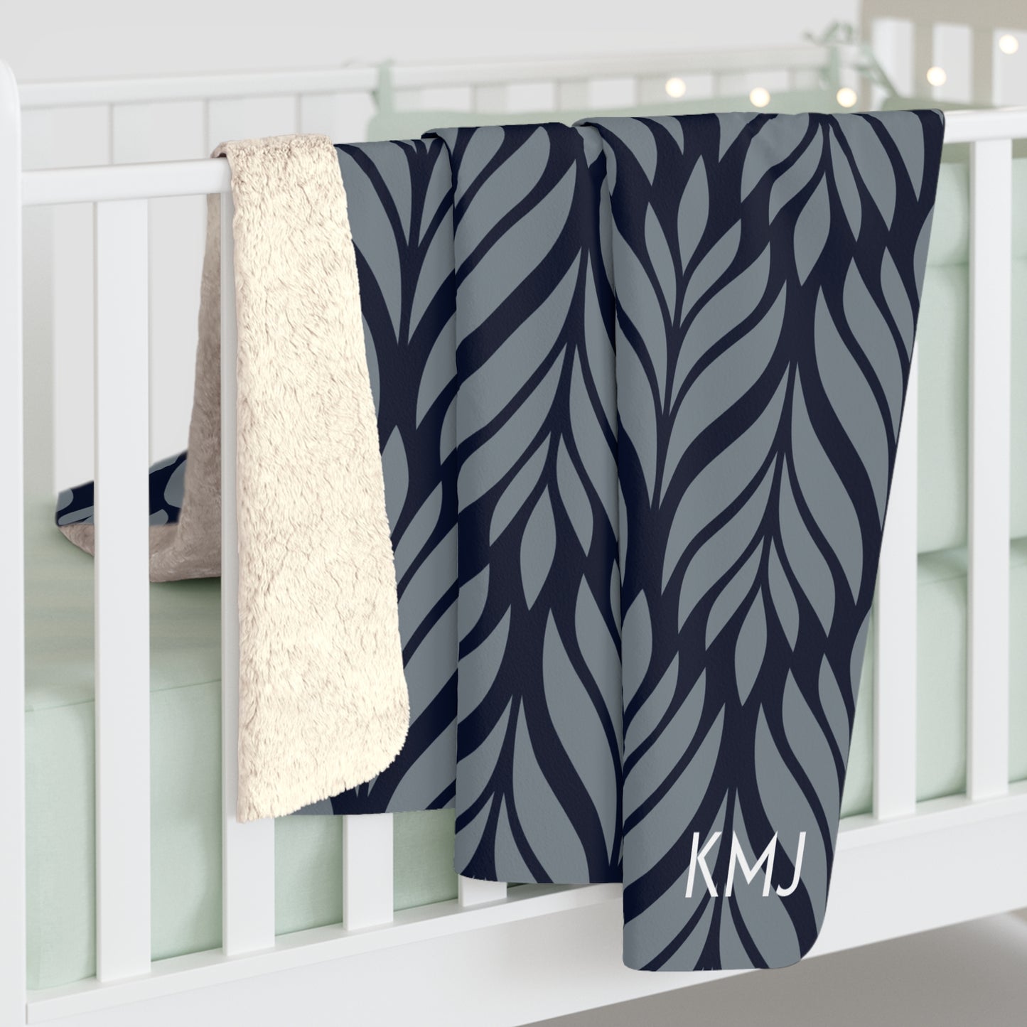 Sherpa Fleece Blanket- Personalized | Navy & White | Palm