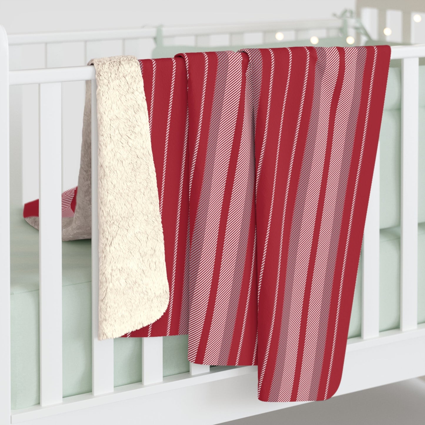 Sherpa Blanket | Red & Gray | Stripe