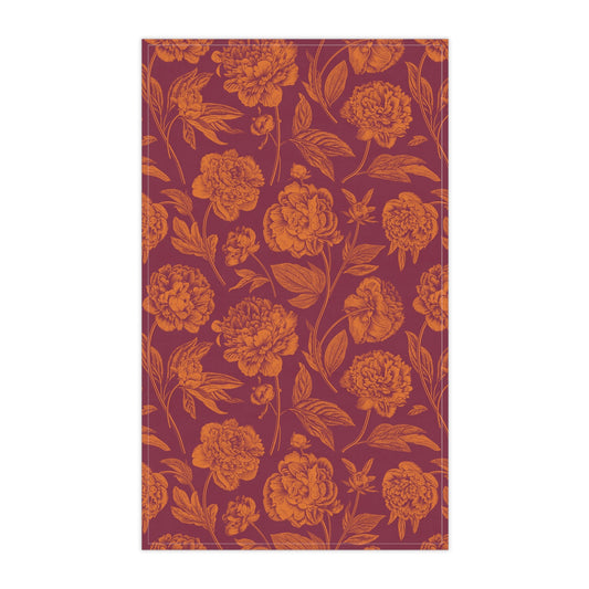 Tea Towels | Maroon & Orange | Peony