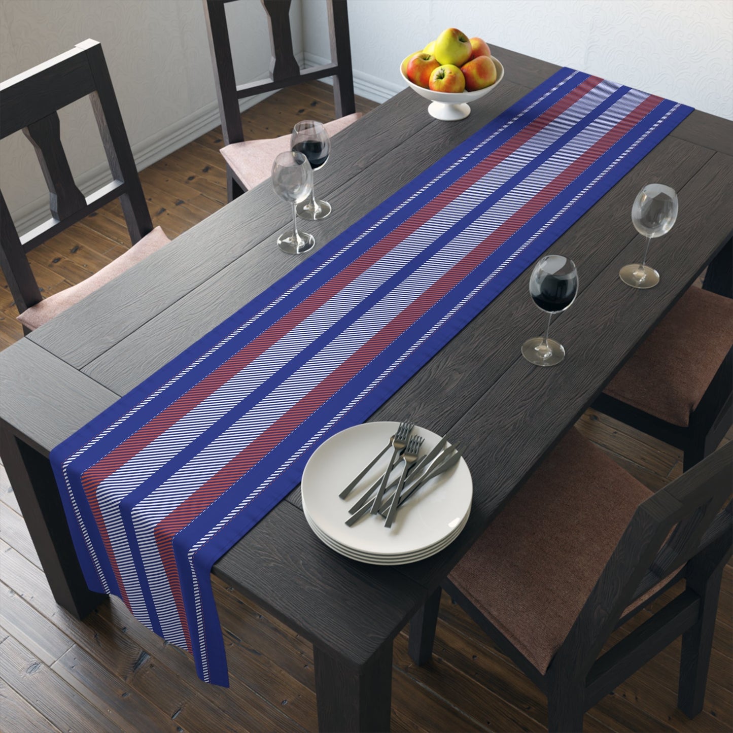 Table Runner | Bright Blue & Orange | Stripe