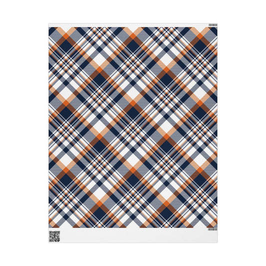 Gift Wrap | Orange & Blue | Tartan