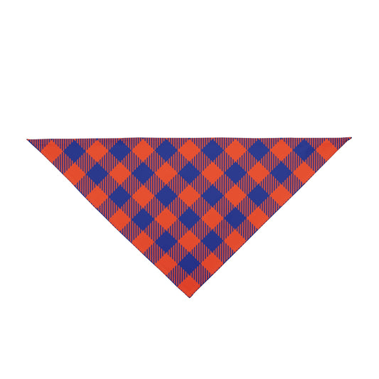 Pet Bandana | Bright Blue & Orange | Gingham
