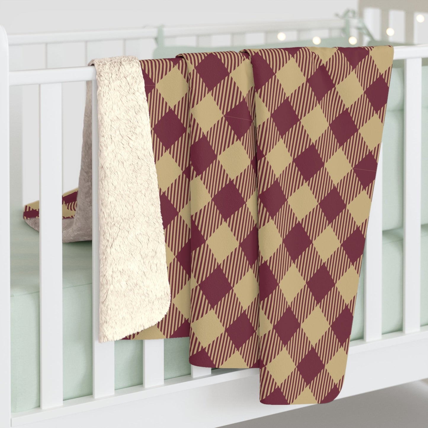 Sherpa Blanket | Maroon & Gold | Gingham