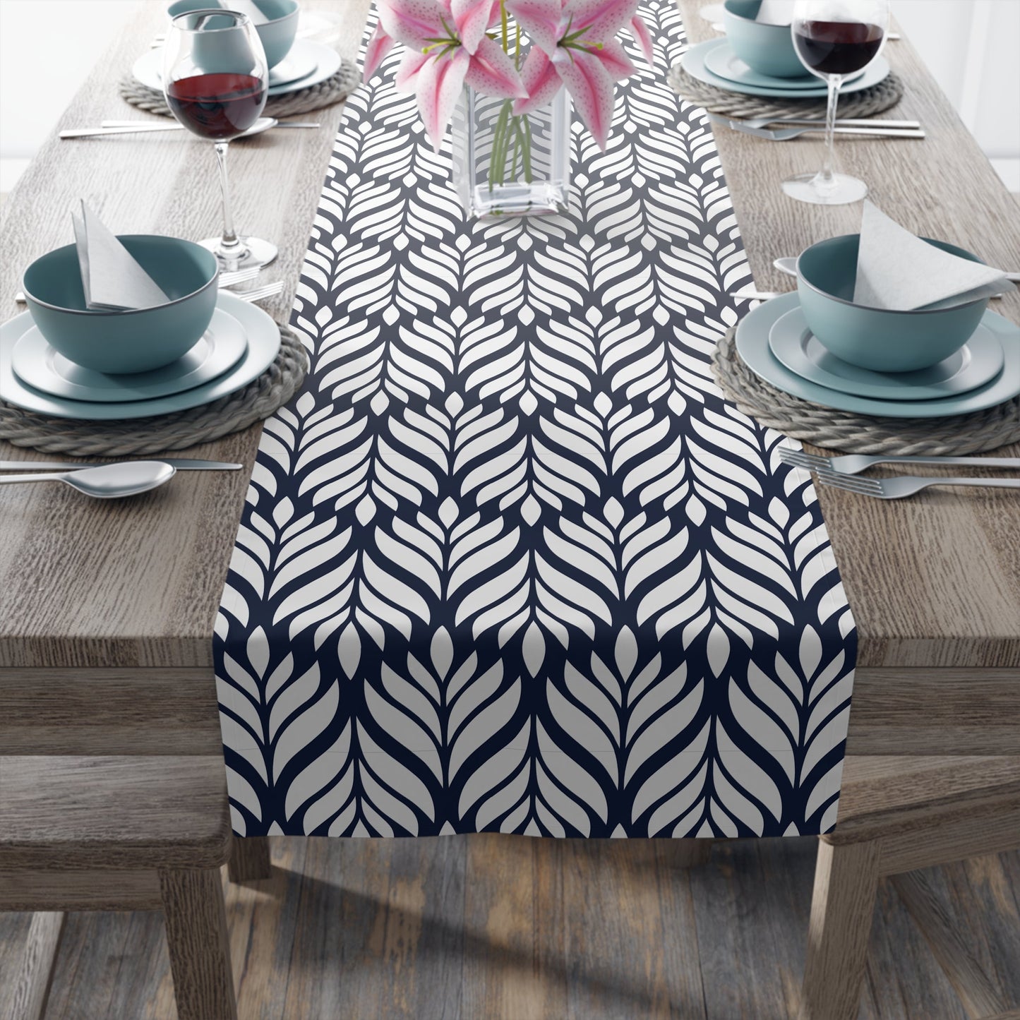 Table Runner | Navy & White | Palm