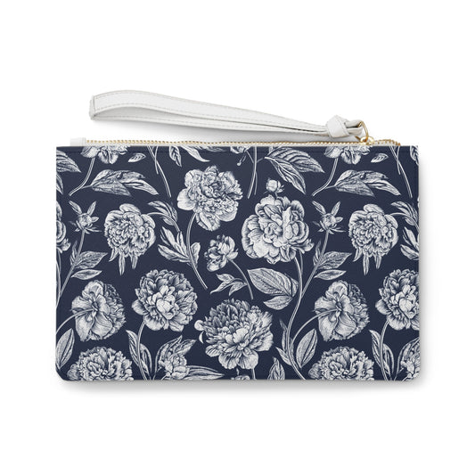 Clutch Bag | Navy & White | Peony