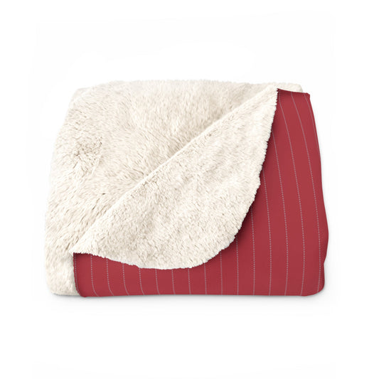 Sherpa Blanket | Red & Gray | Pinstripe