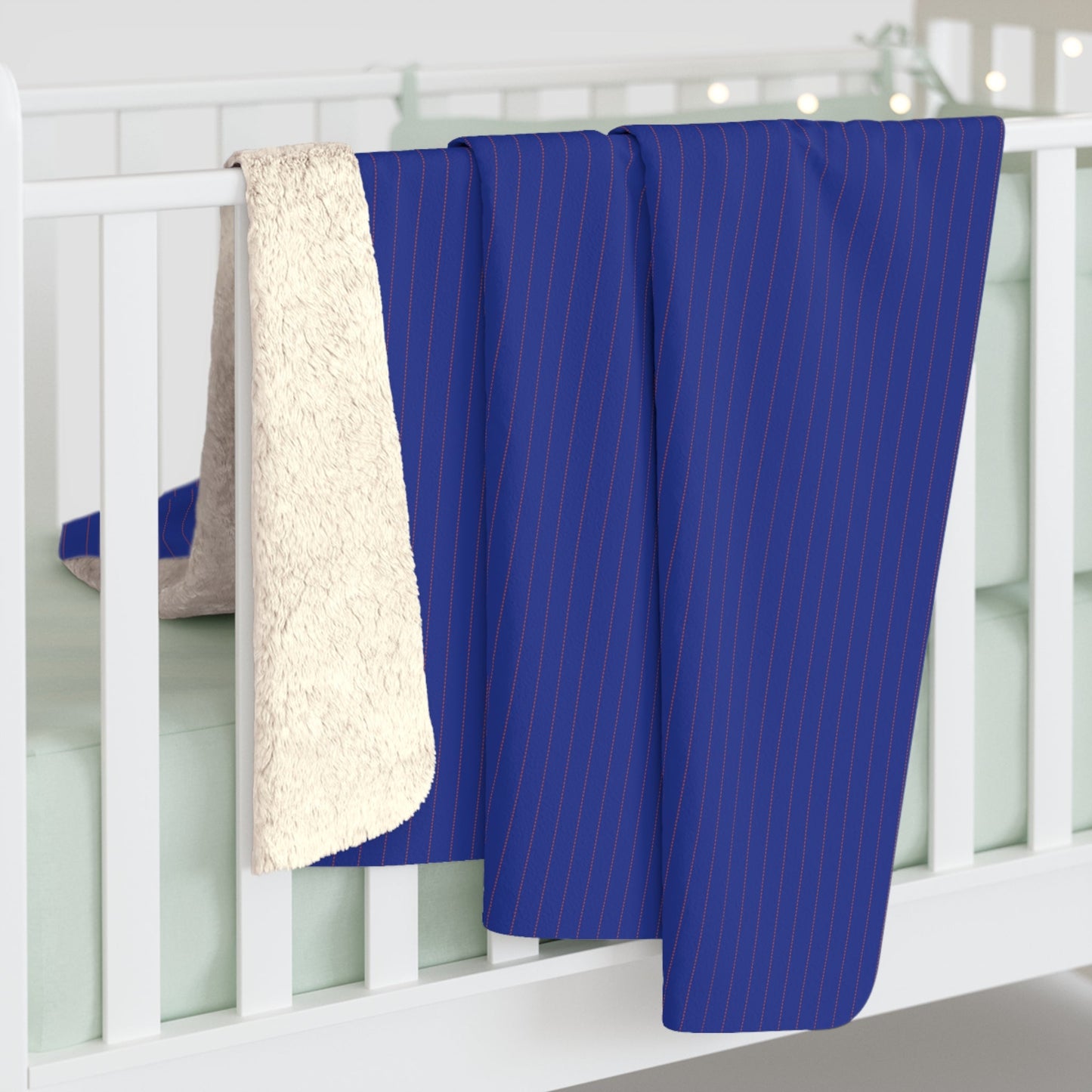 Sherpa Blanket | Bright Blue & Orange | Pinstripe